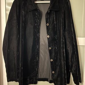 Black velour/velvet jacket with metal contrast buttons size XL